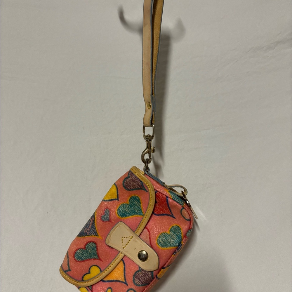 Dooney & Bourke Y2K Retro Vintage Colorful Heart Pattern Wristlet
